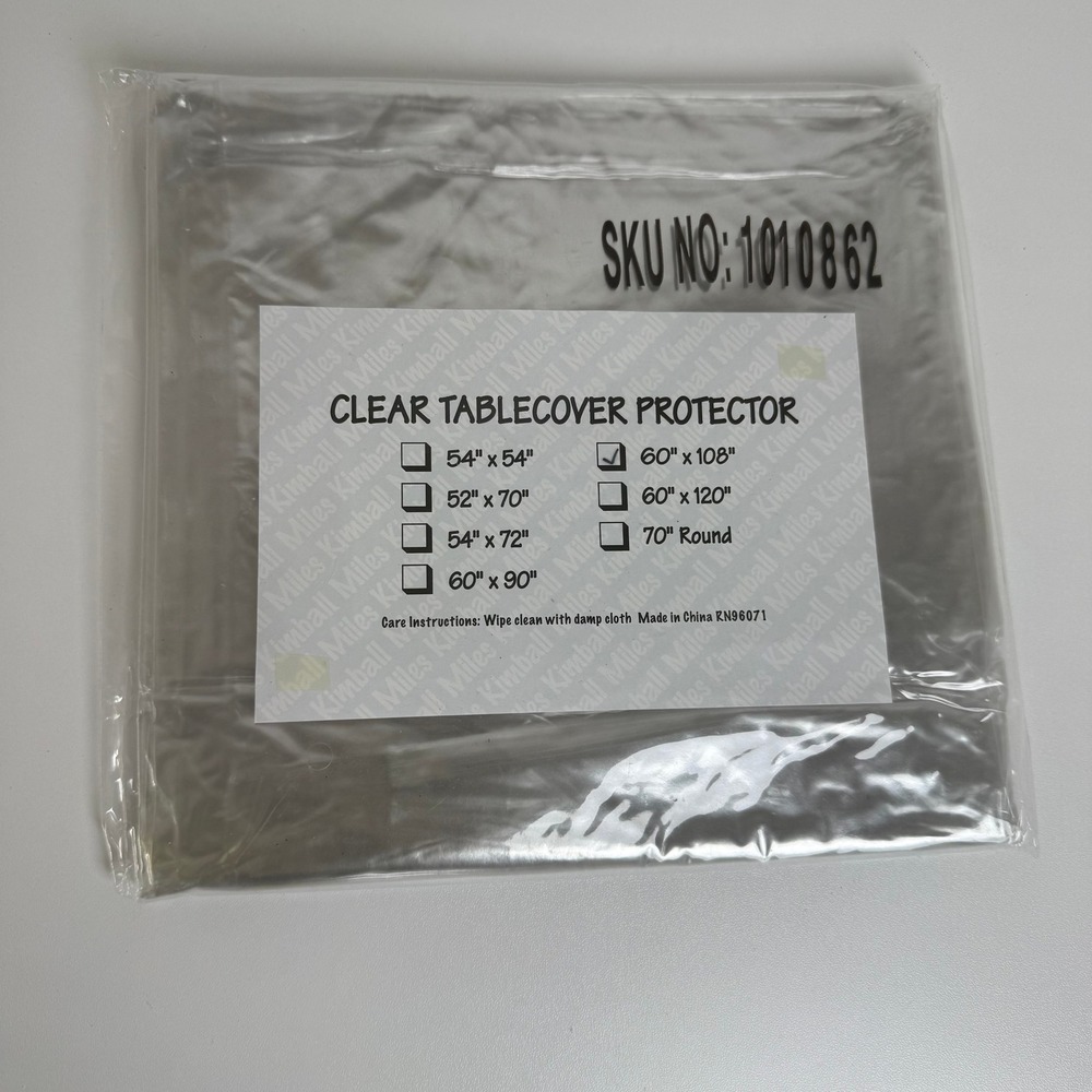 Miles‎ Kimball Tablecloth Protector Clear 60x108 Vinyl Rectangular Waterproof
